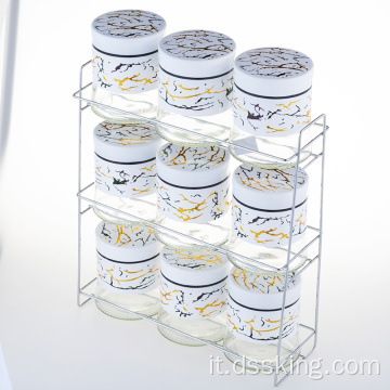 Spazio di spezia in marmo Jarta di spezie in ceramica Combination Jar Stagioning Rack Specing Stagion Plastic Jar